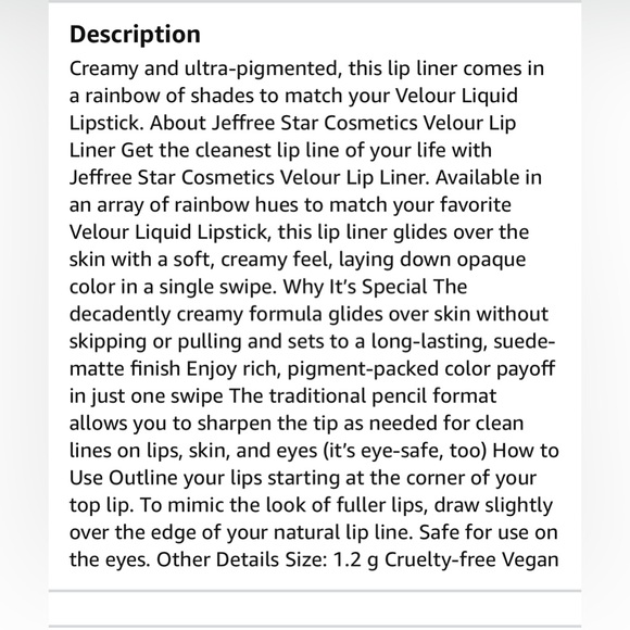 NEW JEFFREE STAR VELOUR LIP LINER in CHERRY WET Red Pink New in Box JSC Makeup - Picture 16 of 16